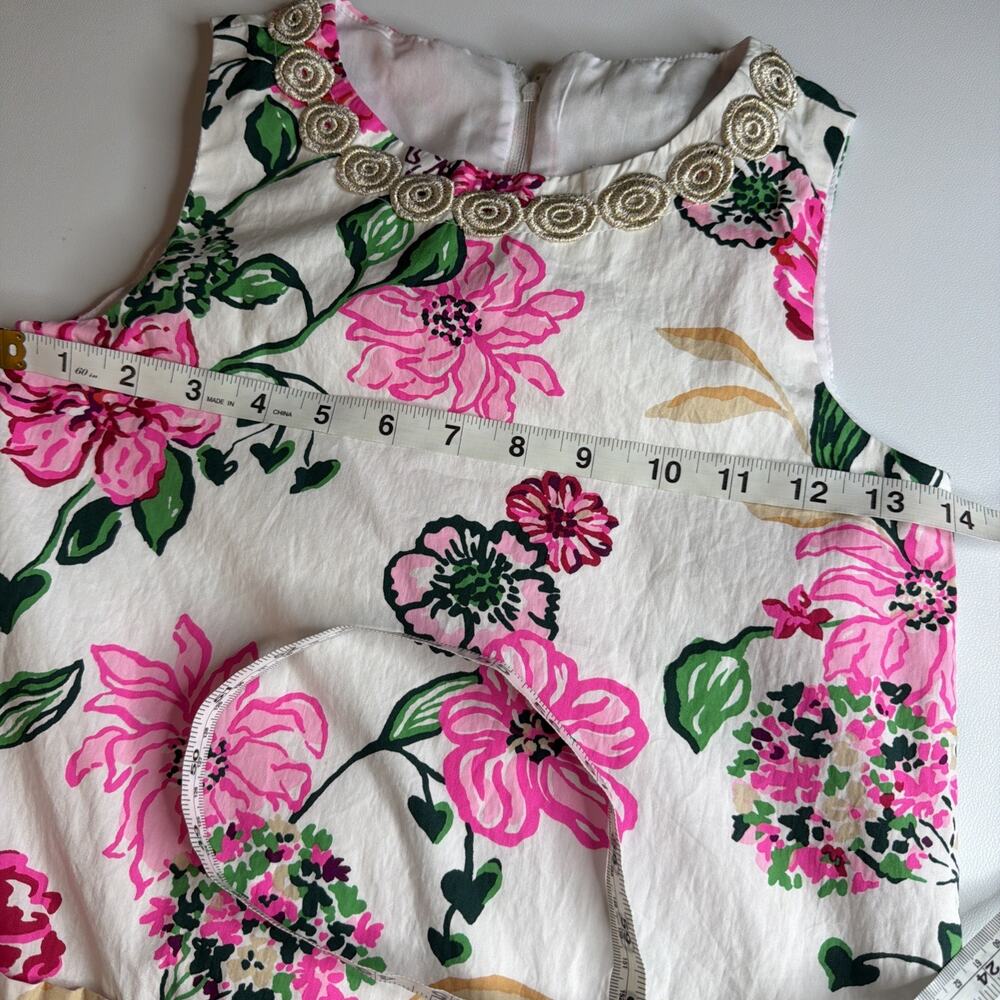 Lilly Pulitzer Girls Size 8 Little Lilly Classic Floral Shift Dress Pink Green - Picture 13 of 14
